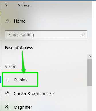 access display in ease of access