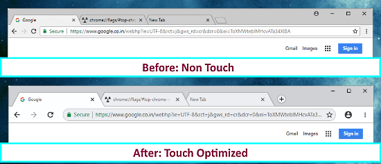 touch optimized Google Chrome