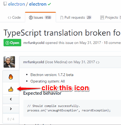 click like icon in extension sidebar