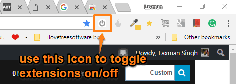 extension icon to toggle extension on or off