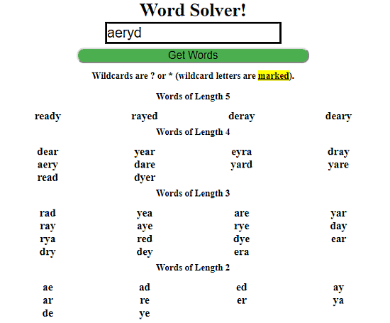 Word Scramble Solver