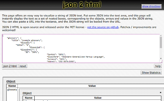 convert JSON to HTML Table online