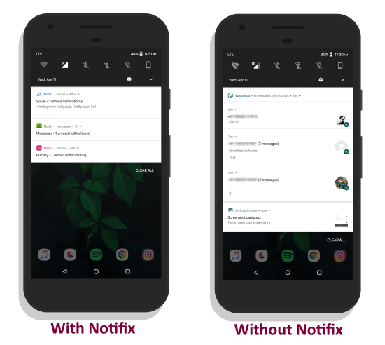 Notifix notification manager vs Stock notification manager