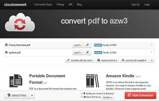 convert pdf to azw3