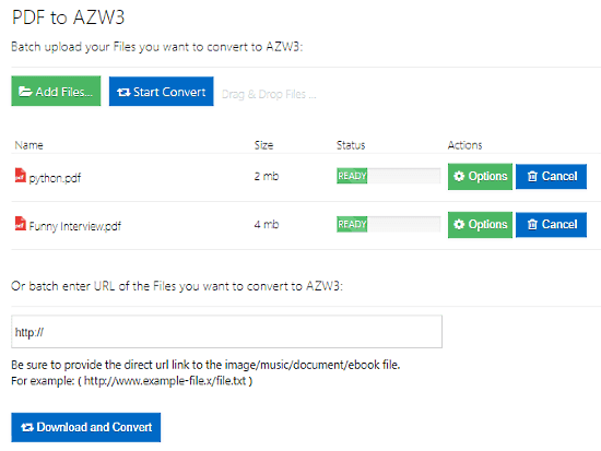 convert pdf to azw3 online