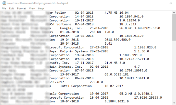 How to save list of installed programs to pc