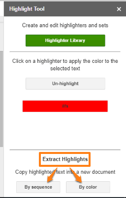 select an option to extract highlighted text