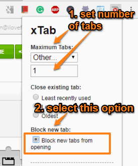 set number of tabs and select block new tabs from opening option