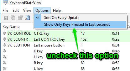 show information for all keys