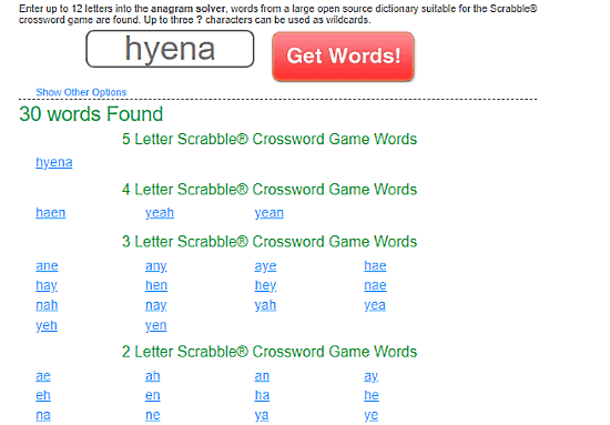 WordFinders.com: Word Scramble Solver