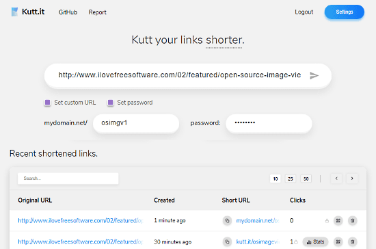 URL shortener with custom domain
