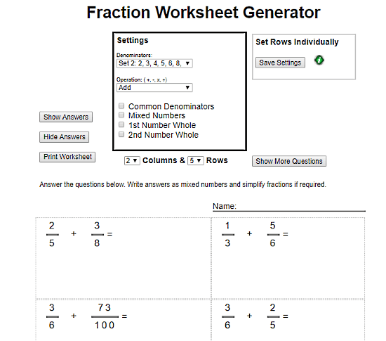 free math worksheet generator