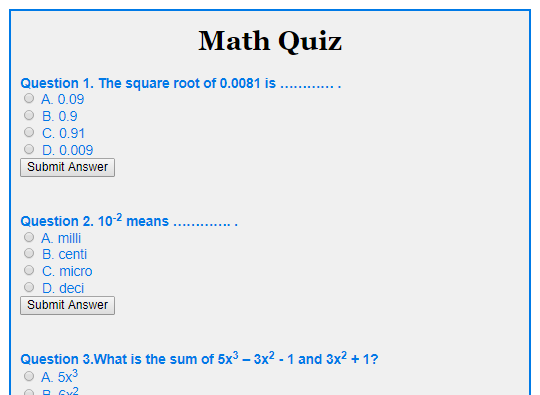 math quizzes for adults