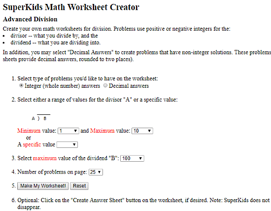 online math worksheet generator free