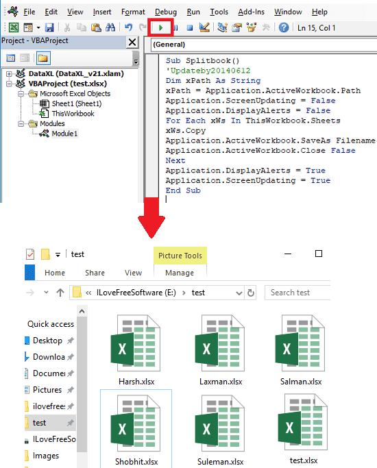 Excel file split into multiple files through vba code