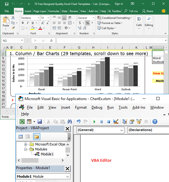 Excel sheet and VBA editor