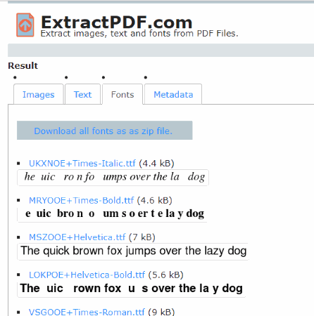 ExtractPDF.com font extractor