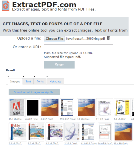 ExtractPDF.com website