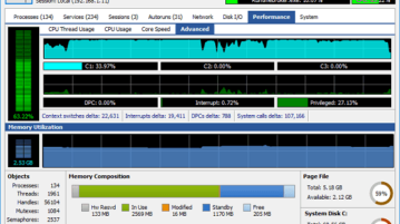 Free task manager with network connections, memory map, user sessions