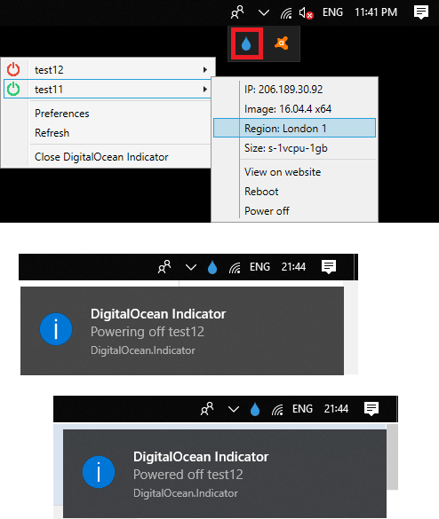 How to See Status of Digital Ocean Droplets from System Tray of Windows