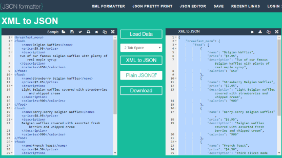 JSON Formatter interface