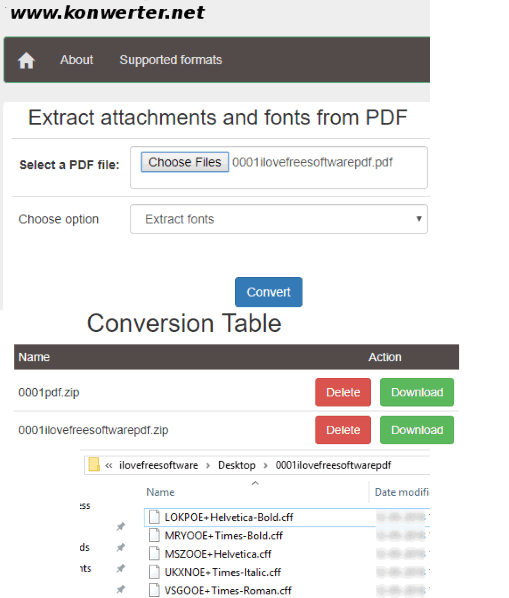 Konwerter.net font extractor