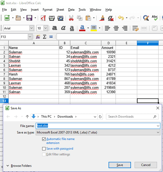 LibreOffice Calc Free TSV to Excel Converter