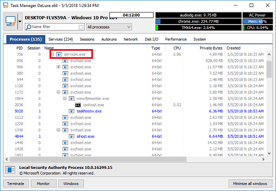 MiTeC Task Manager DeLuxe process treee
