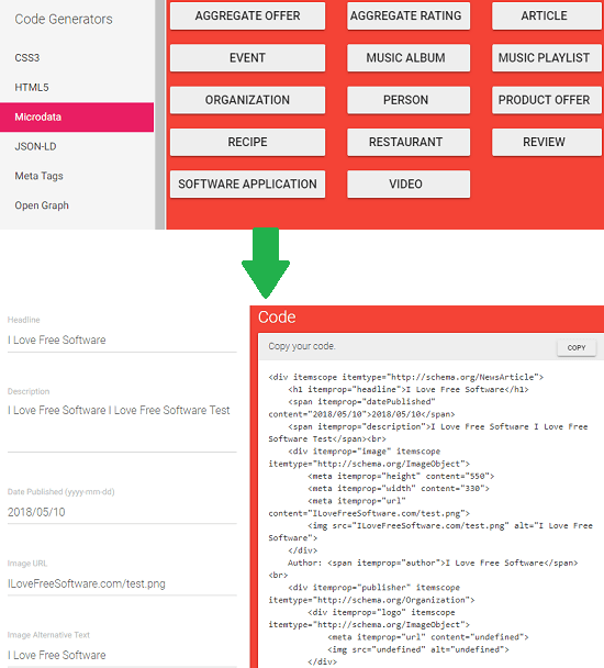 Micro data generator by Web Tools