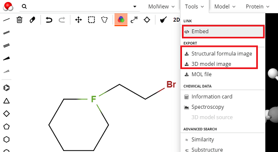 MolView export chemical structure