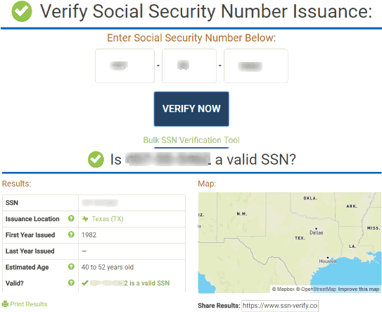 SSN-Verify.com website