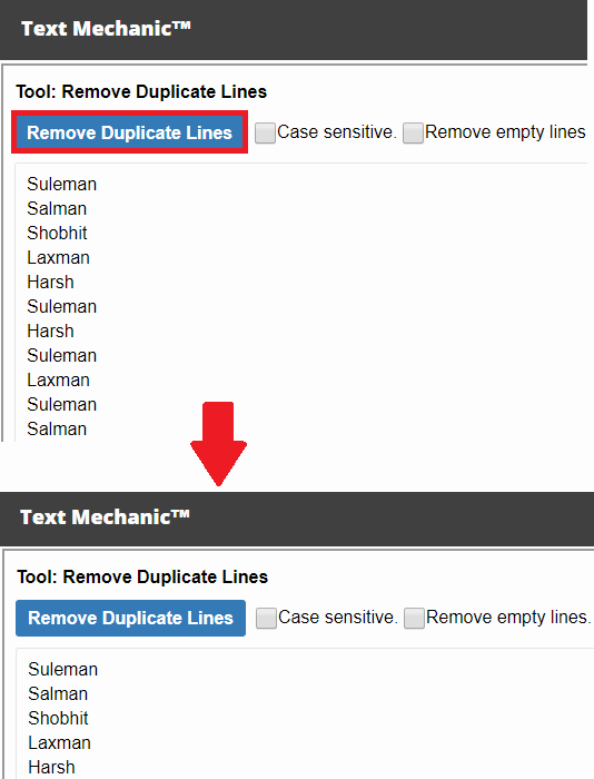 Text Mechanic to find unique values in a list