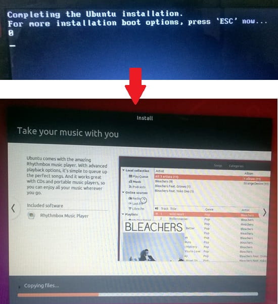 Ubuntu installation begins