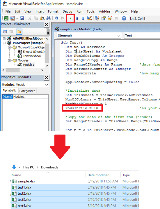 VBA Code to split an Excel file