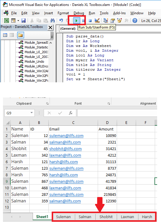 VBA code executes and create multiple sheets