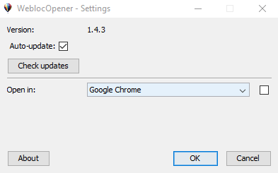 WeblocOpener Settings