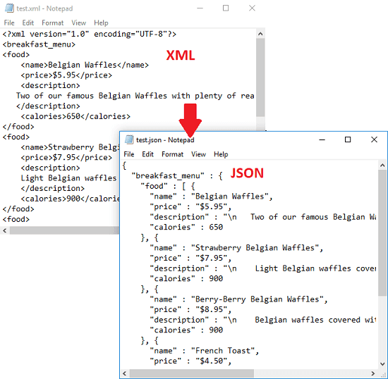 XML to JSON converter Software for Windows