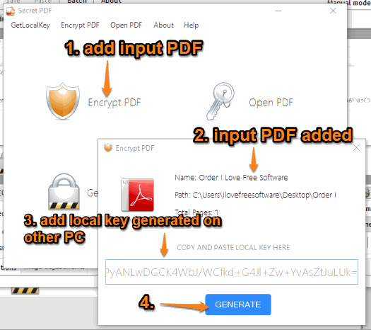 add input pdf and local key