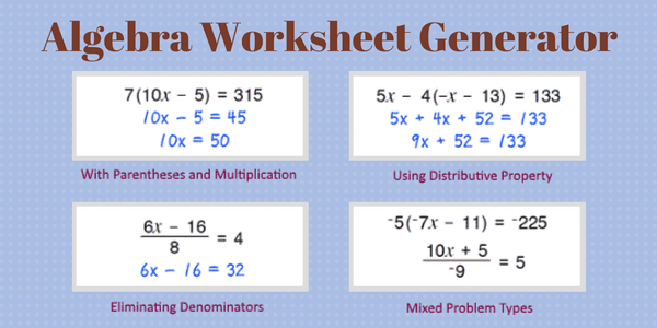 Himmel velfærd sovjetisk 5 Online Algebra Worksheet Generator Websites Free