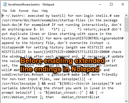 before enabling extended line endings in notepad