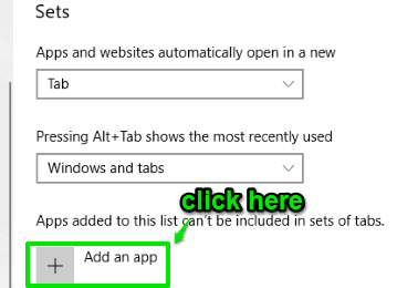 click add an app option