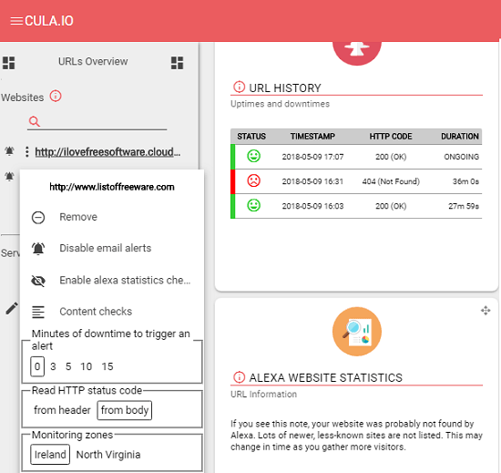 cula io free website uptime monitoring multiple websites