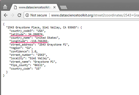 DataScienceToolkit Geocoding API