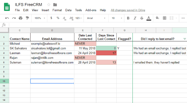 google sheets based crm