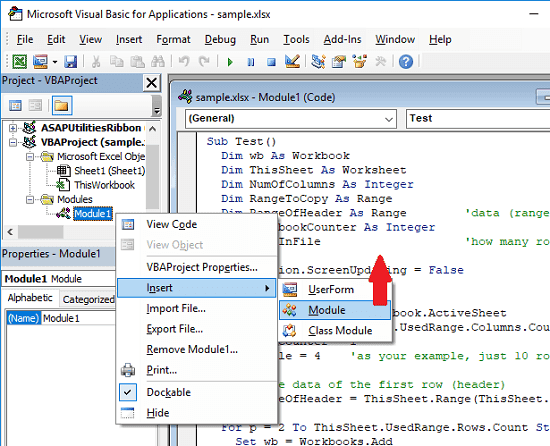 insert module for vba in excel