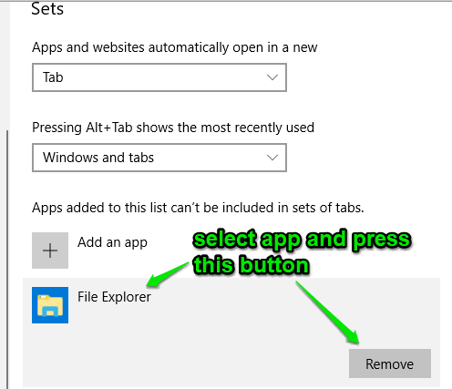remove app from exclusion list