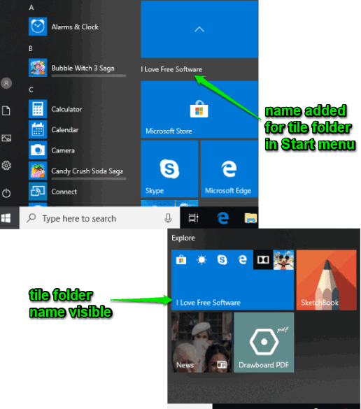 rename tile folder in windows 10 start menu