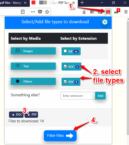 select file types to download
