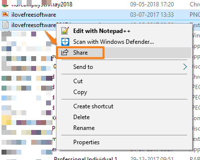 select files and use share option