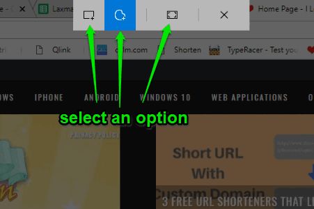 select screenshot option